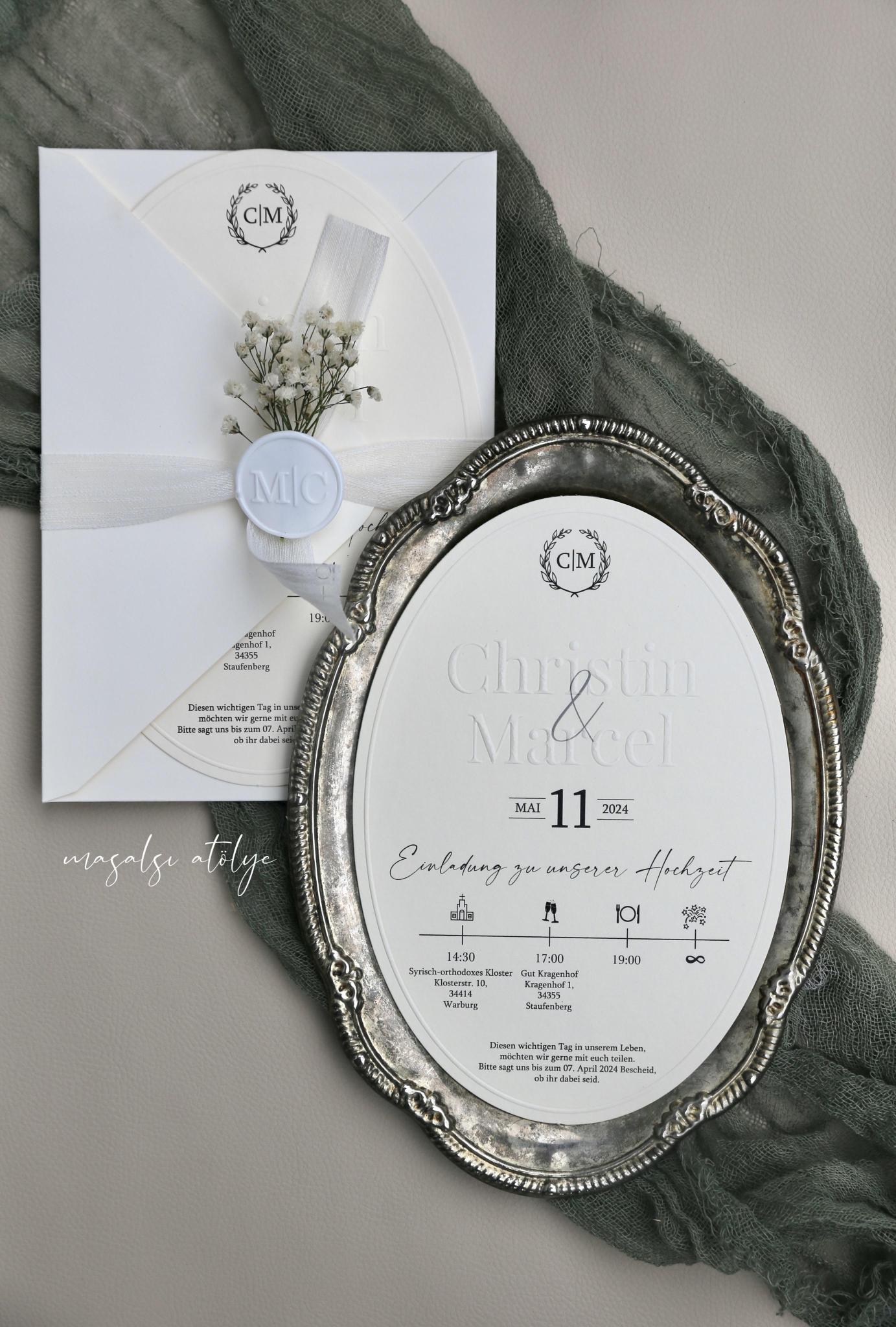 Gofreli Oval Davetiye