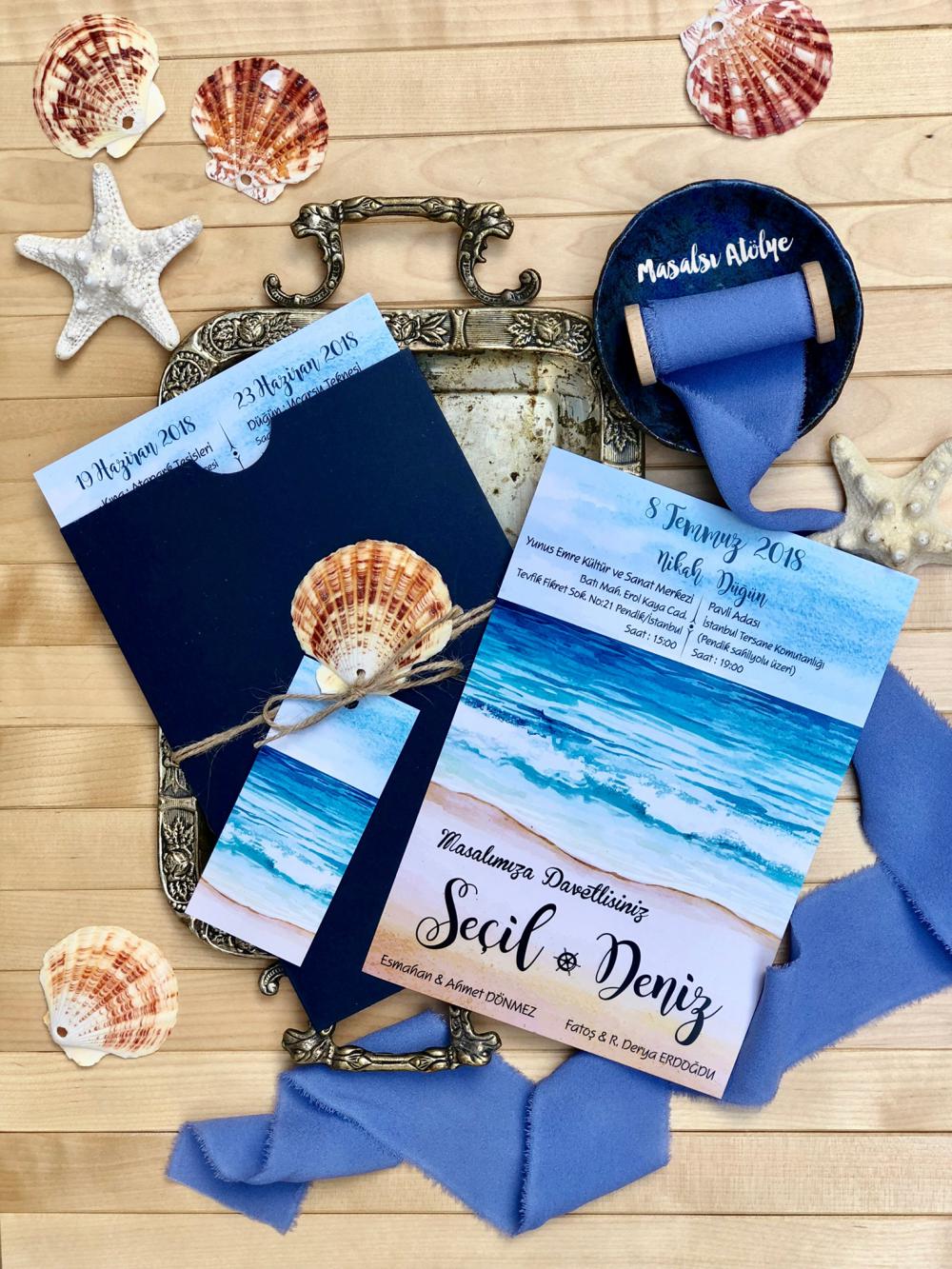 Deniz temalı davetiye 